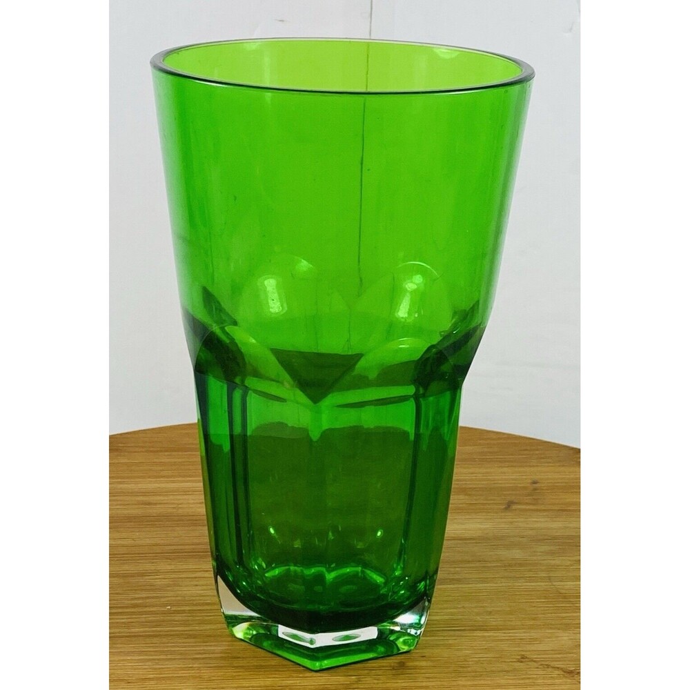 Vintage Emerald Green Drinking Glass Flash Color St Patrick’s Day  6.5” Tall